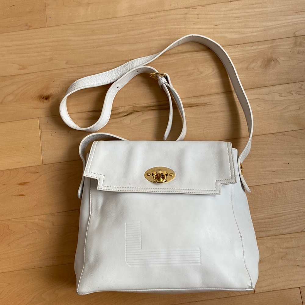 Vintage Lancel Paris white leather bag